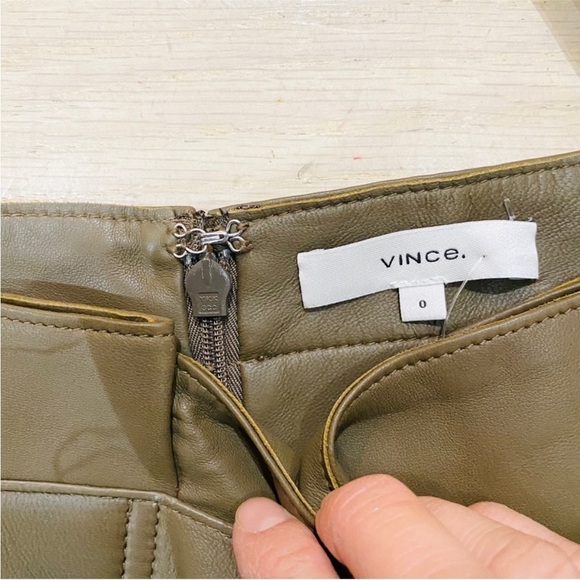 Vince lamb leather midi skirt in light green/ taupe NEW - Picture 4 of 10